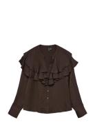 Vero Moda Vmlizzi Ls Flounce Top Wvn Ga Brun