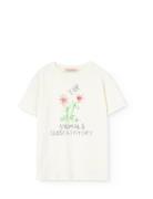 THE ANIMALS OBSERVATORY Flowers White Rooster T-Shirt Kräm