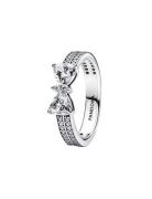 Pandora Bow Sterling Silver Ring With Clear Cubic Zirconia Silver