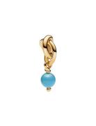 Pandora 14K Gold-Plated Dangle With Capri Blue Crystal Blå