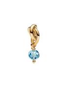 Pandora 14K Gold-Plated Dangle With Sea Aqua Blue Crystal Blå