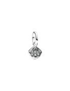 Pandora Shell Sterling Silver Mini Dangle With Clear Cubic Zirconia Si...