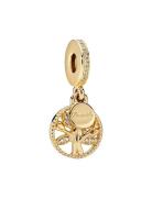 Pandora Family Tree 14K Gold-Plated Dangle With Clear Cubic Zirconia G...
