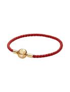 Pandora 14K Gold-Plated Red Leather Bracelet Guld