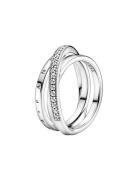 Pandora Pandora Logo Sterling Silver Ring With Clear Cubic Zirconia Si...