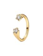Pandora Shooting Star 14K Gold-Plated Open Ring With Clear Cubic Zirco...