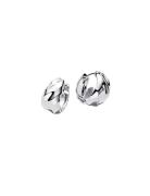 Pandora Rippled Sterling Silver Hoop Earrings Silver