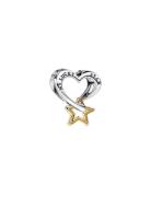 Pandora Heart And Star Sterling Silver And 14K Gold-Plated Charm Silve...
