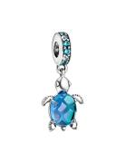 Pandora Sea Turtle Sterling Silver Dangle With Icy Green, Bleached Aqu...