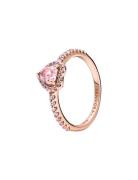 Pandora Heart 14K Rose Gold-Plated Ring With Orchid Pink Crystal And F...