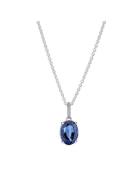 Pandora Sterling Silver Collier With Princess Blue Crystal And Clear C...