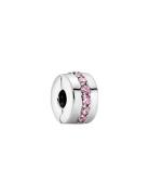 Pandora Silver Clip With Pink Cubic Zirconia Rosa