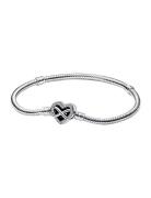Pandora Snake Chain Sterling Silver Bracelet With Infinity Heart Clasp...