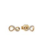 Pandora Infinity 14K Gold-Plated Stud Earrings With Clear Cubic Zircon...