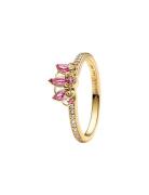 Pandora Disney Rapunzel 14K Gold-Plated Tiara Ring With Phlox Pink Cry...