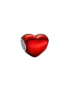 Pandora Heart Sterling Silver Charm With Transparent Red Enamel Röd