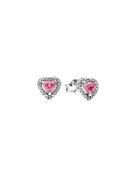 Pandora Heart Sterling Silver Stud Earrings With Fancy Pink And Clear ...
