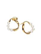 Pandora 14K Gold-Plated Stud Earrings With White Treated Freshwater Cu...