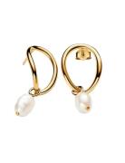 Pandora 14K Gold-Plated Drop Earrings With Baroque White Treated Fresh...