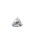 Pandora Sailboat Sterling Silver Charm With Clear Cubic Zirconia And C...
