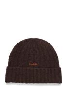 Coach Accessories Embroidered Cable Knit Beanie Brun
