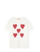 THE ANIMALS OBSERVATORY Hearts White Rooster T-Shirt Kräm
