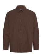 WOOD WOOD Day Striped Shirt Gots Brun