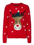 Vero Moda Vmtinsel Ls O-Neck Blouse Xmas Rep2 Röd