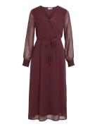 Vila Vifalia V-Neck L/S Midi Dress - Noos/Dc Burgundy