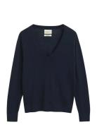 GANT Extrafine Merino Wool V-Neck Blå