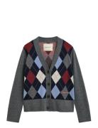 GANT Argyle V-Neck Cardigan Svart