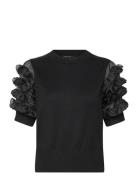 French Connection Krista Mix Stacked Ruffle Top Svart