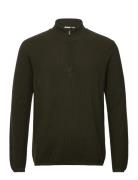 Knowledge Cotton Apparel Organic Cotton Half Zip Pique Knit Khaki Gree...