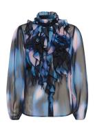 Saint Tropez Liljasz Crinkle Ls Shirt Blå