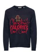 ONLY & SONS Onsx-Max Reg Text Crew Knit Marinblå