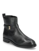 Tommy Hilfiger Th Buckle Riding Leather Bootie Svart