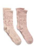 Minymo Winter Wool Socks 2-Pack Rosa