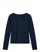 LMTD Nlfnove Ls Deep O-Neck Short Top Marinblå