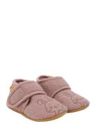 En Fant Wool Slippers W. Embroidery Rosa