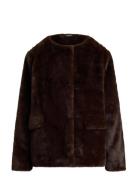 Lauren Ralph Lauren Faux Mink-Faux Mink Collarless Brun