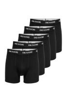ONLY & SONS Onsfitz Solid Black Boxer 5-Pack Svart