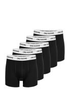 ONLY & SONS Onsfitz Solid Black Boxer 5-Pack Svart