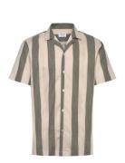 Lindbergh Striped Linen/Cotton Shirt S/S Multi/patterned