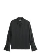 Tommy Hilfiger Sateen Ruffle Cuff Ls Shirt Svart