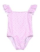 Mango Printed Swimsuit Ruffled Straps Rosa