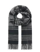 Mads Nørgaard Woven Wool Logo Scarf Svart