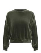 Hunkemöller Top Ls Velours Crew Khaki Green