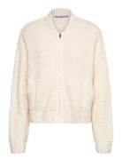 Mango Knitted Jacket With Zip Kräm