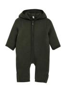 Huttelihut Pram Suit Wool Fleece Grön