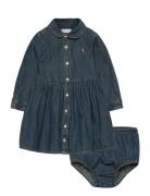 Ralph Lauren Baby Lt Wt Denim-Denim Shirtd-Dr-Wvn Blå